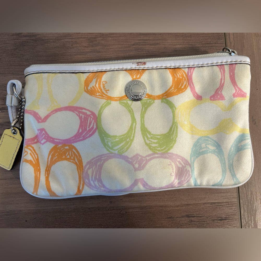 Multi color coach wristlet